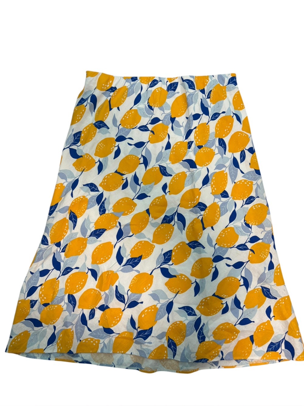 Lemon Linen Blend Midi Skirt A-line